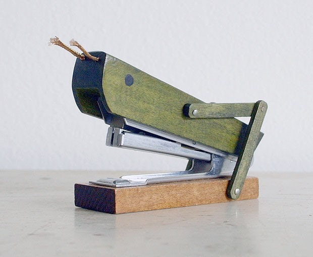 Vintage Wooden Stapler - Grasshopper