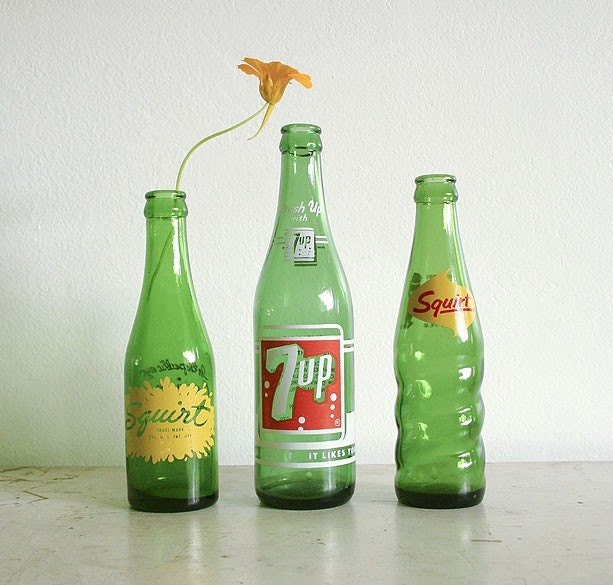 Vintage Green Glass Soda Bottles By Robertagrove On Etsy 