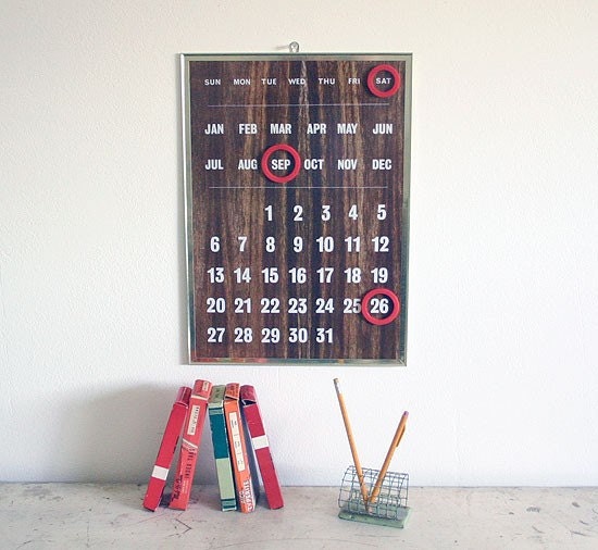 Vintage Faux Bois Perpetual Wall Calendar