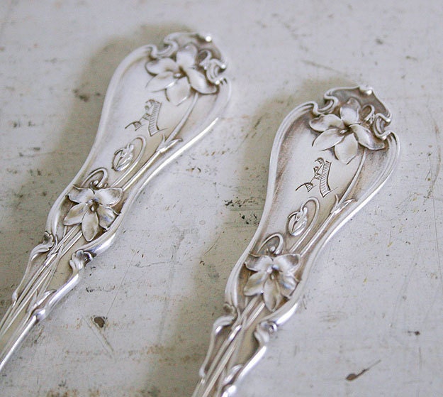 2 Antique Sterling Butter Spreaders - Daniel Low & Co. - A Monogram