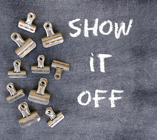 RESERVED - 10 Vintage Metal Binder Clips by Hunt