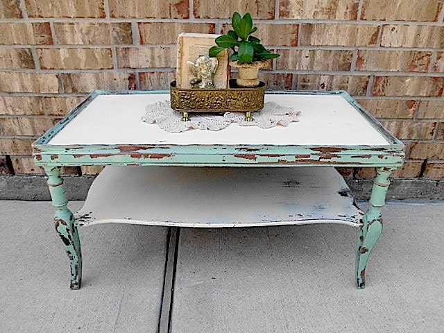 Precious Petite Prairie Farmhouse - Upcycled - Vintage - Wooden Two Tier - Coffee Table - CHIC