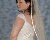 Wedding veil - Laurel - 30 inch waist length wedding veil with satin ribbon trim