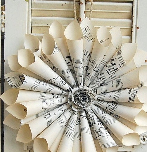 Wedding Wreath  //  Paper  Wreath  //  Vintage Sheet Music 15-16"