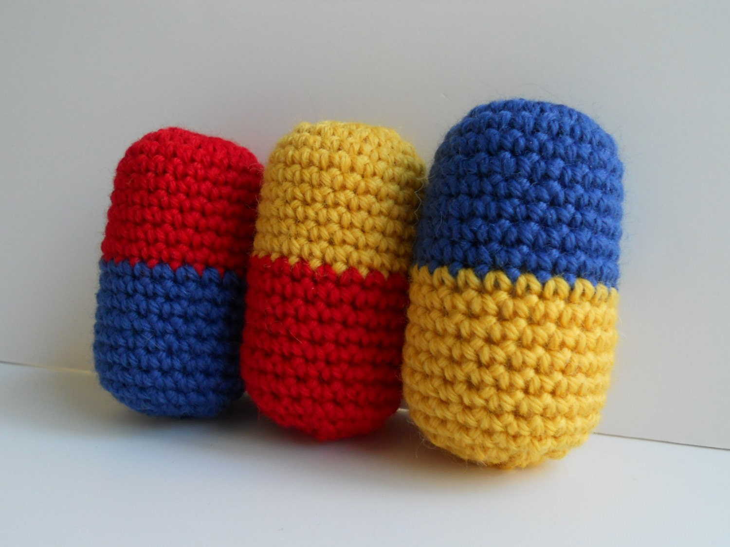 Amigurumi Crochet Dr. Mario Pills Plush Toy - Set of 3