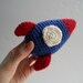 Amigurumi Crochet Rocket Ship Toy - Blue and Red