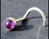 Amethyst Nose Stud Set in Sterling Silver  - L or Screw End CUSTOMIZE