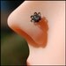 Lotus Flower Blossom Nose Stud - Sterling Silver and Rainbow Moonstone - L or Screw End