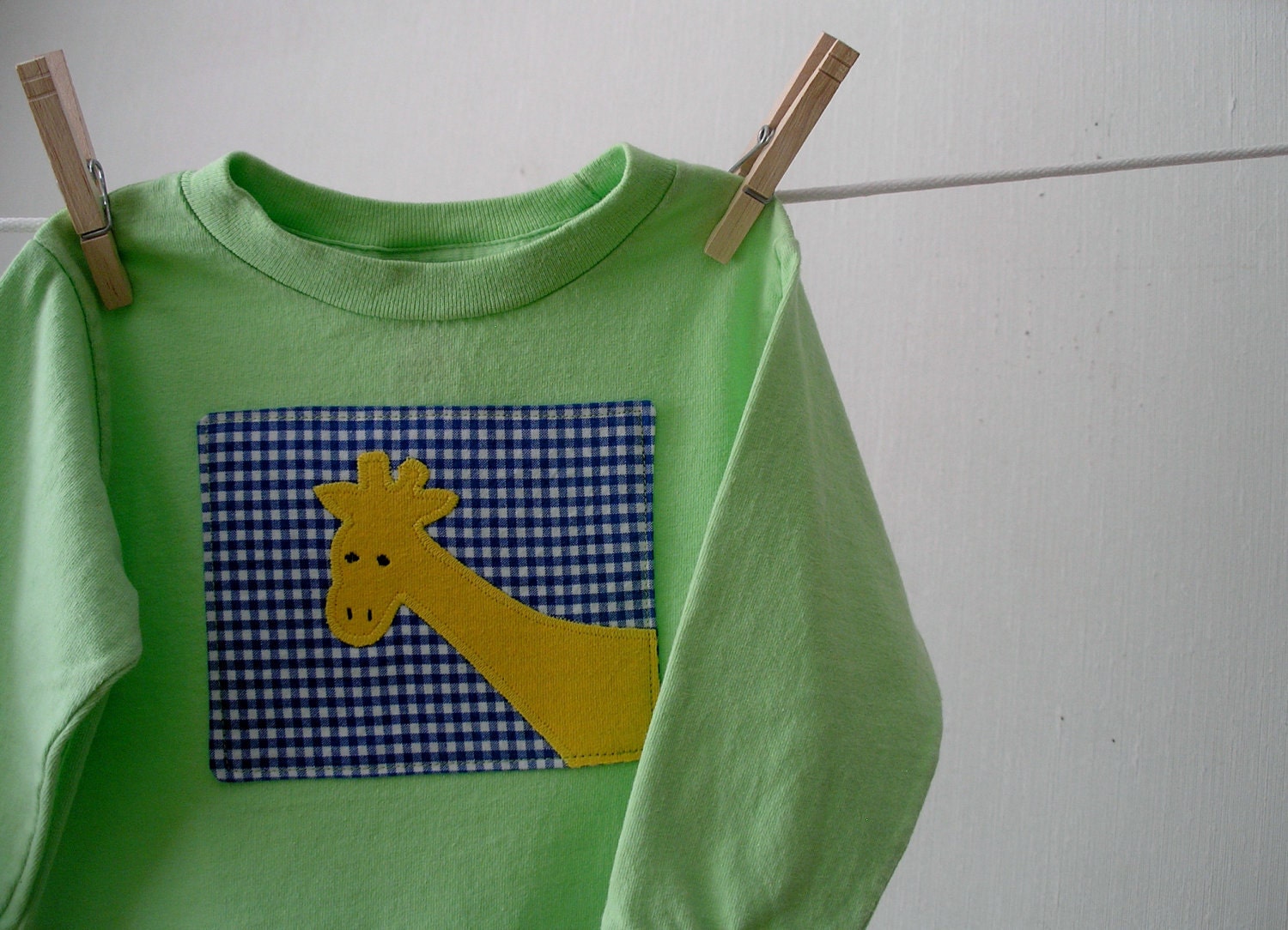 Kiwi Green Shirt with Giraffe Applique