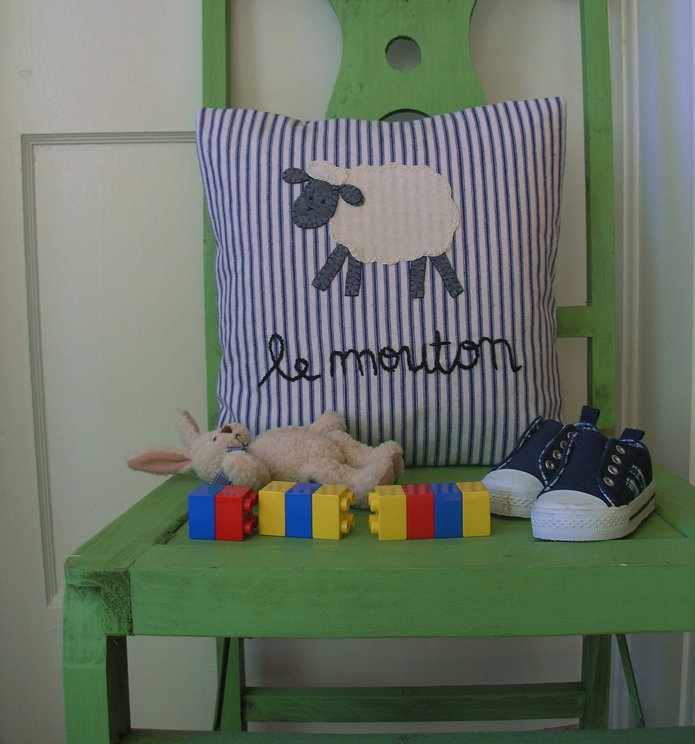 Sheep Applique Pillow for Children