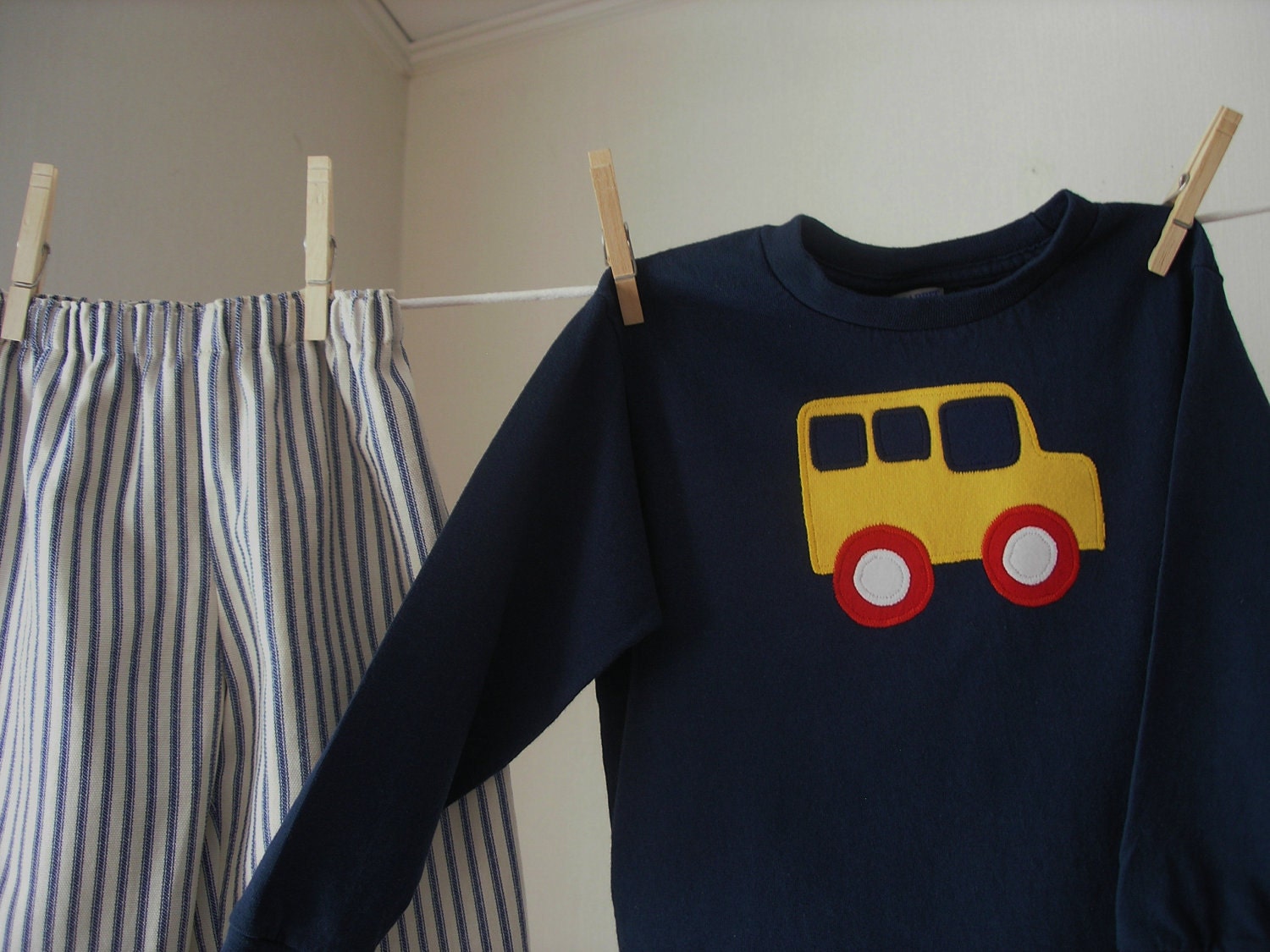 Boy's School Bus Pants and Shirt Set