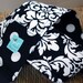 Camera Strap Black and White Damask and Dot Reversible Lens Cap Pocket
