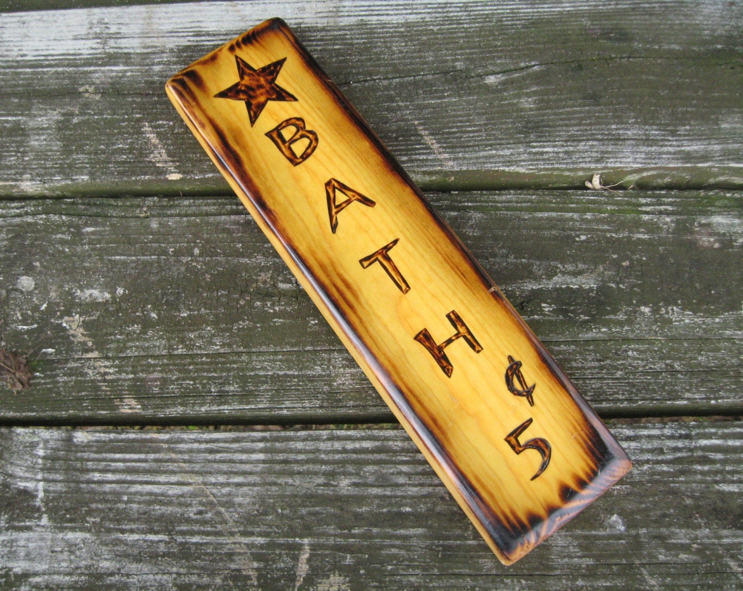 Bath 5 cents w/ Star Sign, Bathroom Wall Hanging