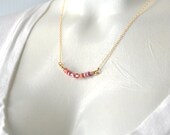 Pink Japanese Glass Bead and Gold Filled Chain Necklace
