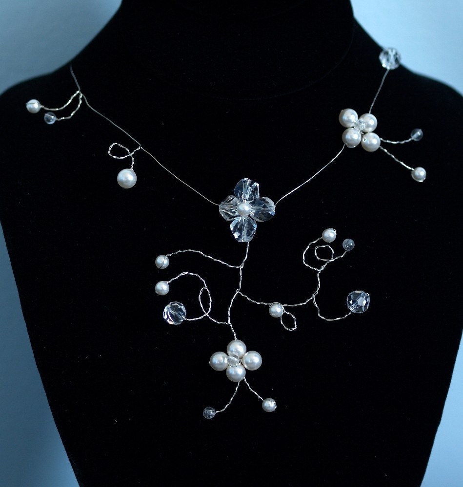 Wedding Flower Necklace - Earrings Includes