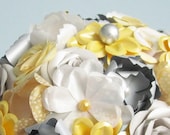 RAIN AND SUNSHINE - Gray and Yellow Paper Flowers - Bridal Bouquet