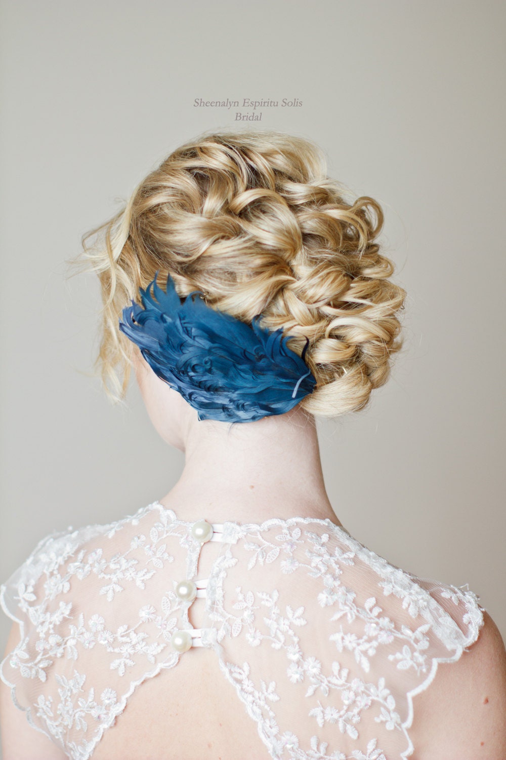 Something Blue Feather Hair Piece Bridal Accessory