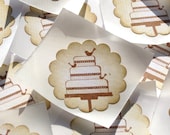 Three Tier Cake Vintage Style Handmade Stickers // Envelope Seals // Set of 12
