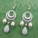 Free Shipping in US - White Pearls White Jade Earrings - Spring, weddings