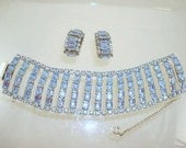 Light Blue Rhinestone Bracelet/Earrings Set