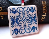 Polymer Clay Necklace Delft Blue Design
