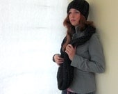 dark grey crochet chunky cowl infinity scarf