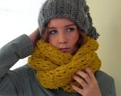 mustard knitted big infinity cowl scharf