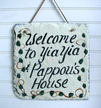 Greek welcome Sign Yia Yia and Pappou slate
