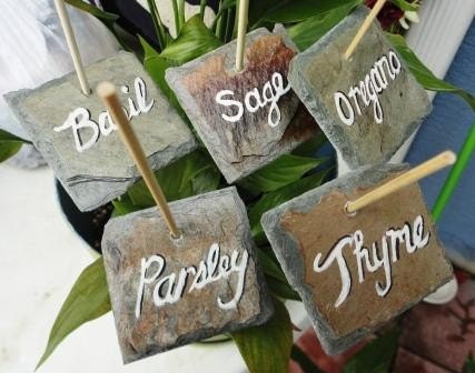 Plant markers on antique slate  hand painted with your choice of 5 plants