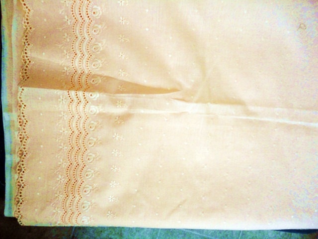 Vintage dotted swiss peach color laced edge on one edge supplies