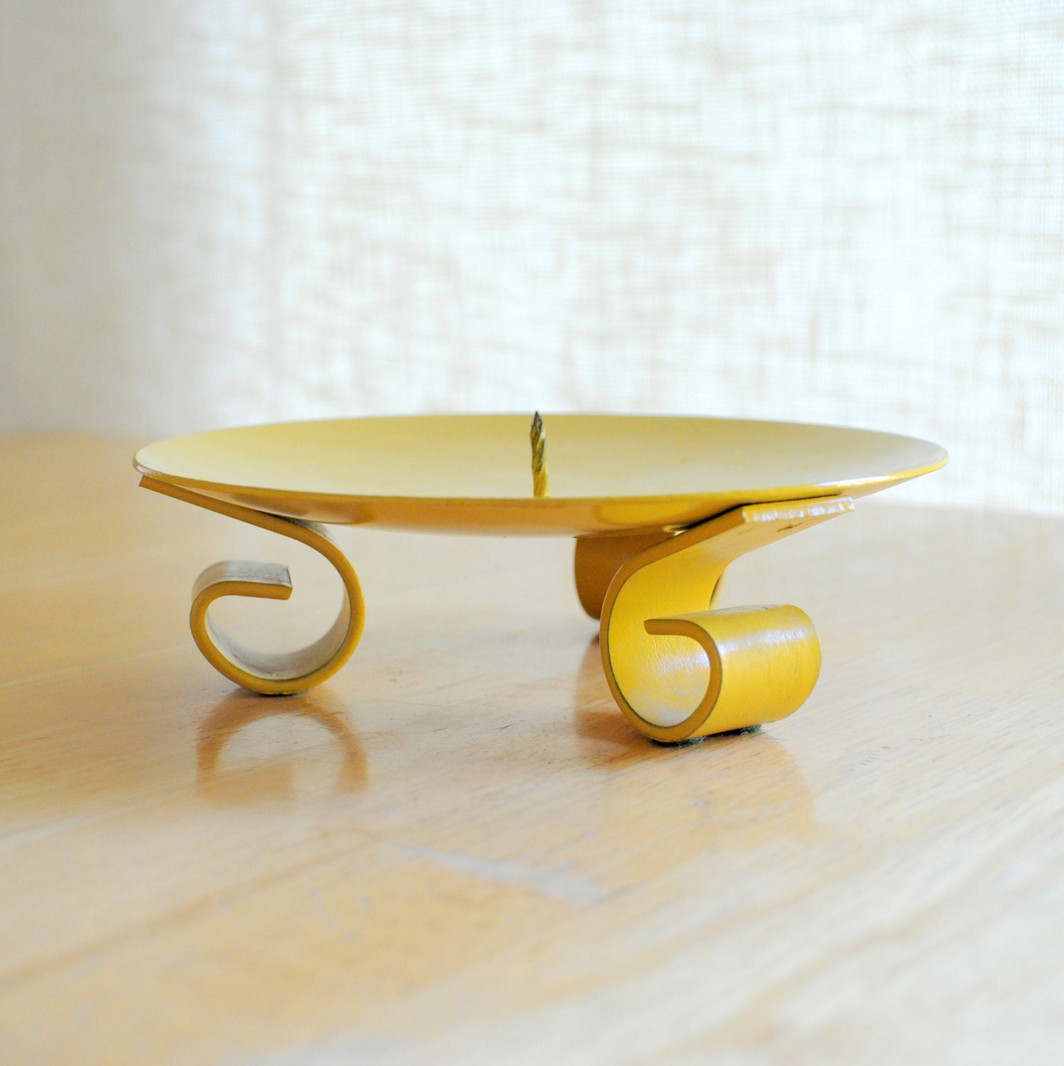 mod yellow metal candle holder large pillar by thecreekhouse