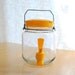 small glass iced tea jug - mod yellow with spout and lid
