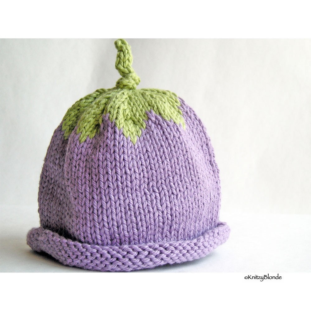 Lilac Berry Baby Hat, Photo Prop, Newborn Size, Cotton Acrylic Yarn, Washable, Lilac Purple Mint Green
