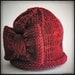 Hand Knit Bow Baby Hat, Cloche, Premium Merino Wool Cashmere, Burgundy Red Ruby