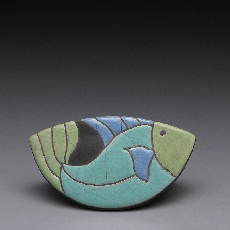 A Rocking Fish, raku fired clay