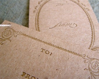 Vintage Border Letterpress Gift Tags Set of Four
