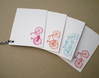 Colorful Bicycle Tags / Pink, Orange, Red, Turquoise - Set of 4