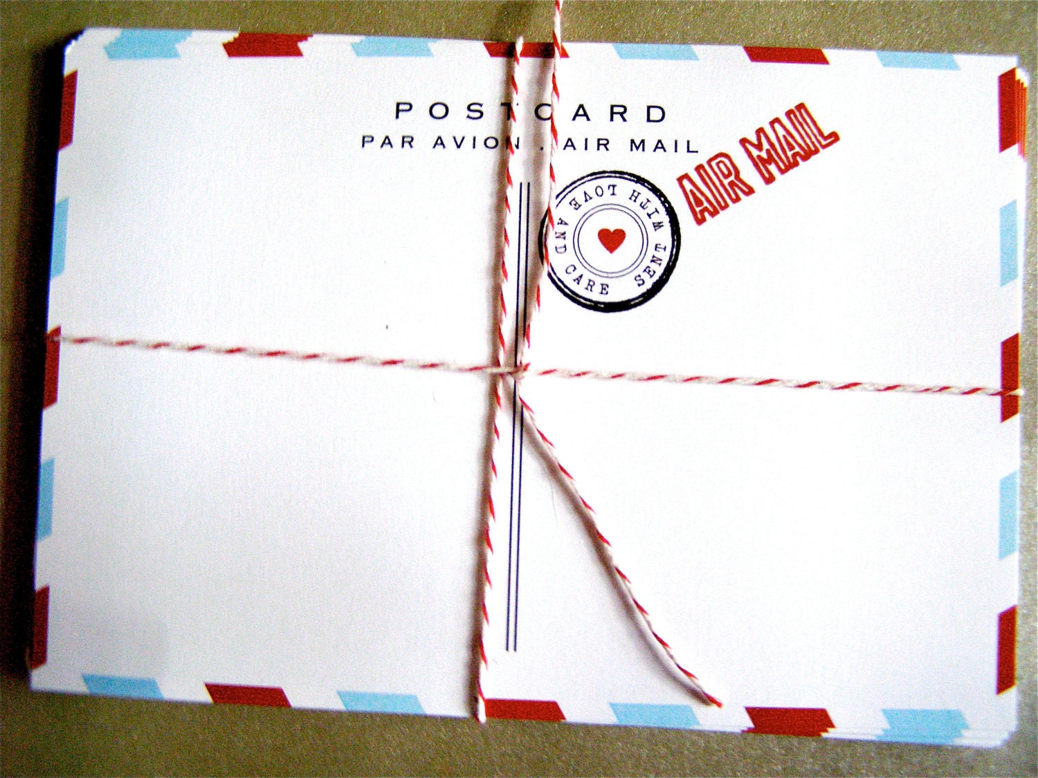 10 Red White and Blue Air Mail Postcards