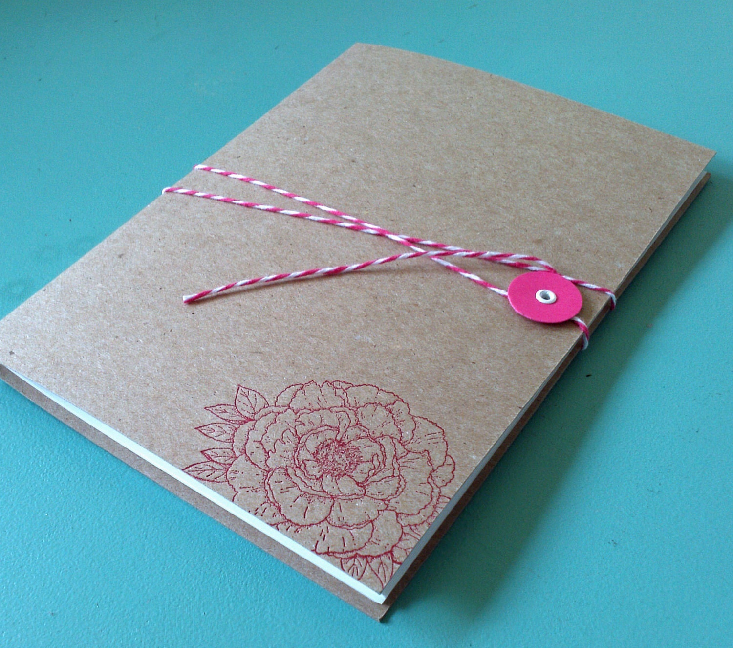Bakers Twine Letterpress Peony Flower Journal Notebook