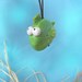 Funny smiling green fish - little hanging sculpture, home or office decoration