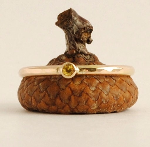 Yellow Sapphire Ring, Genuine Yellow Sapphire 14k Gold Ring