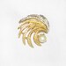JUNE SALE Vintage Goldtone and Silvertone Swirl Brooch with Pearl and Rhinestones