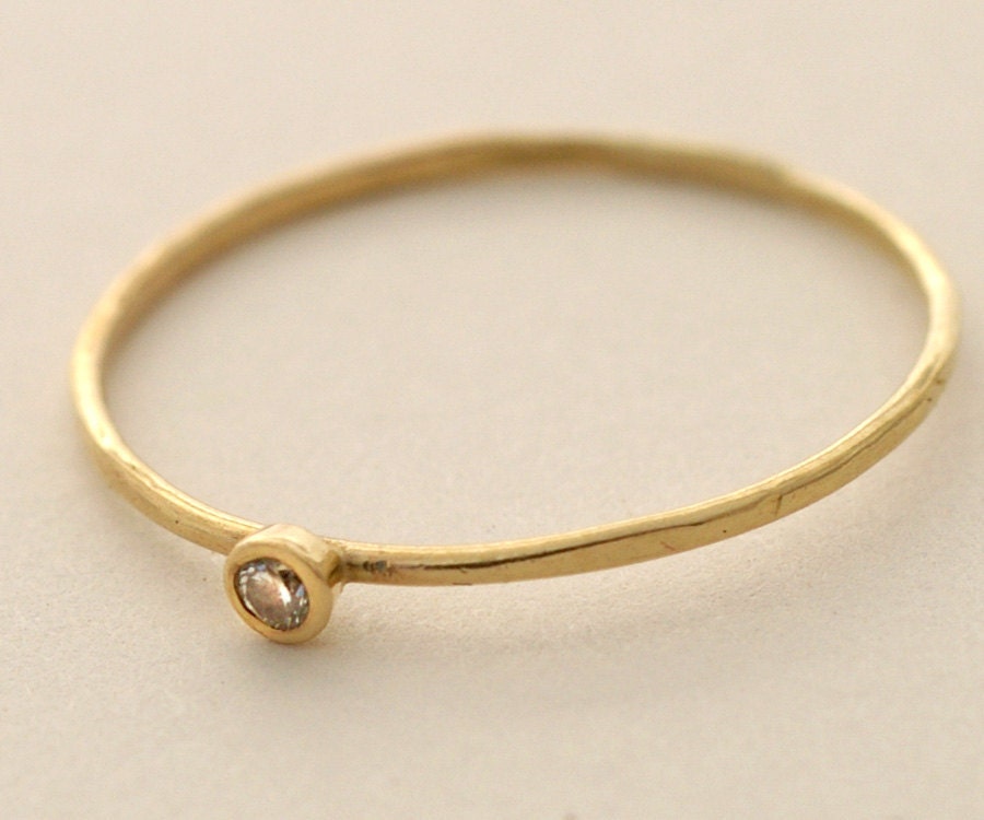 Diamond Ring, Small Diamond Ring, Delicate Ring, Engagement Ring, Stacking Ring, .03ct. Diamond Ring