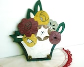 Vintage Wood Rack Folk Flower Basket