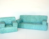 Vintage Doll Furniture Sofa and Chair Set