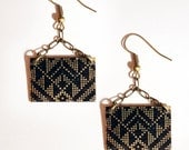 Petite Fair Isle Geo Brass Drop Earrings