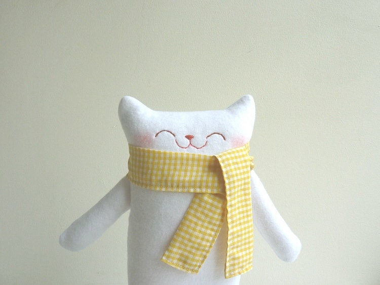 Cat Plush - Mr.White with Scarf - Etsy Project Embrace