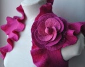 CLEARANCe Fuchsia Bolero, Shrug, Wedding Jacket, Felted,  Huge Rose Corsage US Size 6, 2012 Design FUCHSIA  ROSE