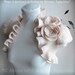 Bolero, Shrug, Jacket Lux Bridal Felted /MODERN MUSE/ Ecru, Beige, Roses, Pearls, Feathers Corsage, Cap Sleeves, US 2, TianaCHE, Best Seller
