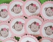 12 Mod Monkey Girl Cupcake Toppers Baby Pink Il_170x135